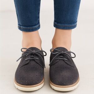 Bussola velvet Navy Lauren Pony Indigo women’s Perforated Lace Up Oxford  38